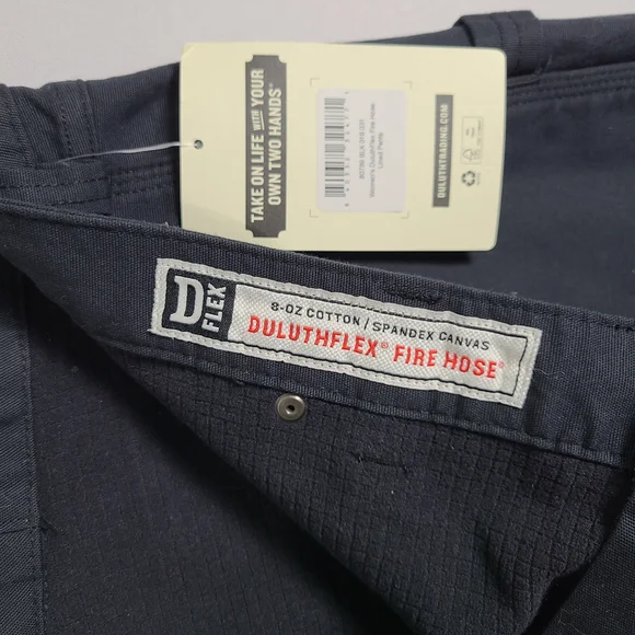 Duluth Trading Co Flex Fire Hose Lined Pants Womens Size 16 Black Canvas Spandex - Picture 8 of 11
